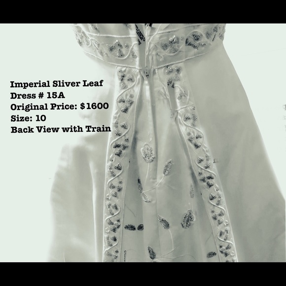 Silver leaf White Wedding/ Ball Gown wTrain - Picture 5 of 6